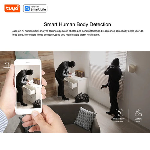 Tuya Smart 3MP HD Indoor Home Security Camera for Baby/Elder/Pet/Nanny,With Real-time APP Alert,2-Way Audio,Human body detection